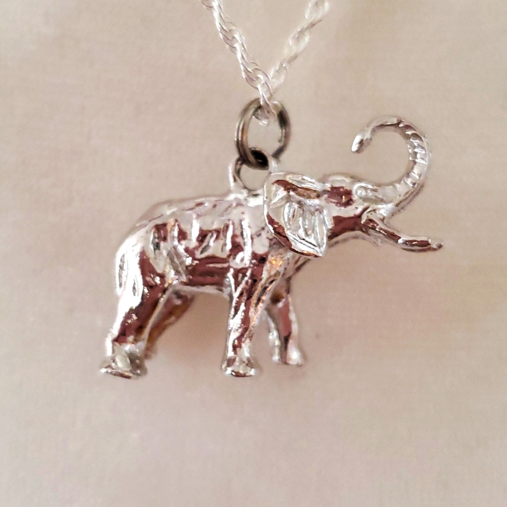 Elephant Lovers!  Sweet Charm Necklace Sterling Silver